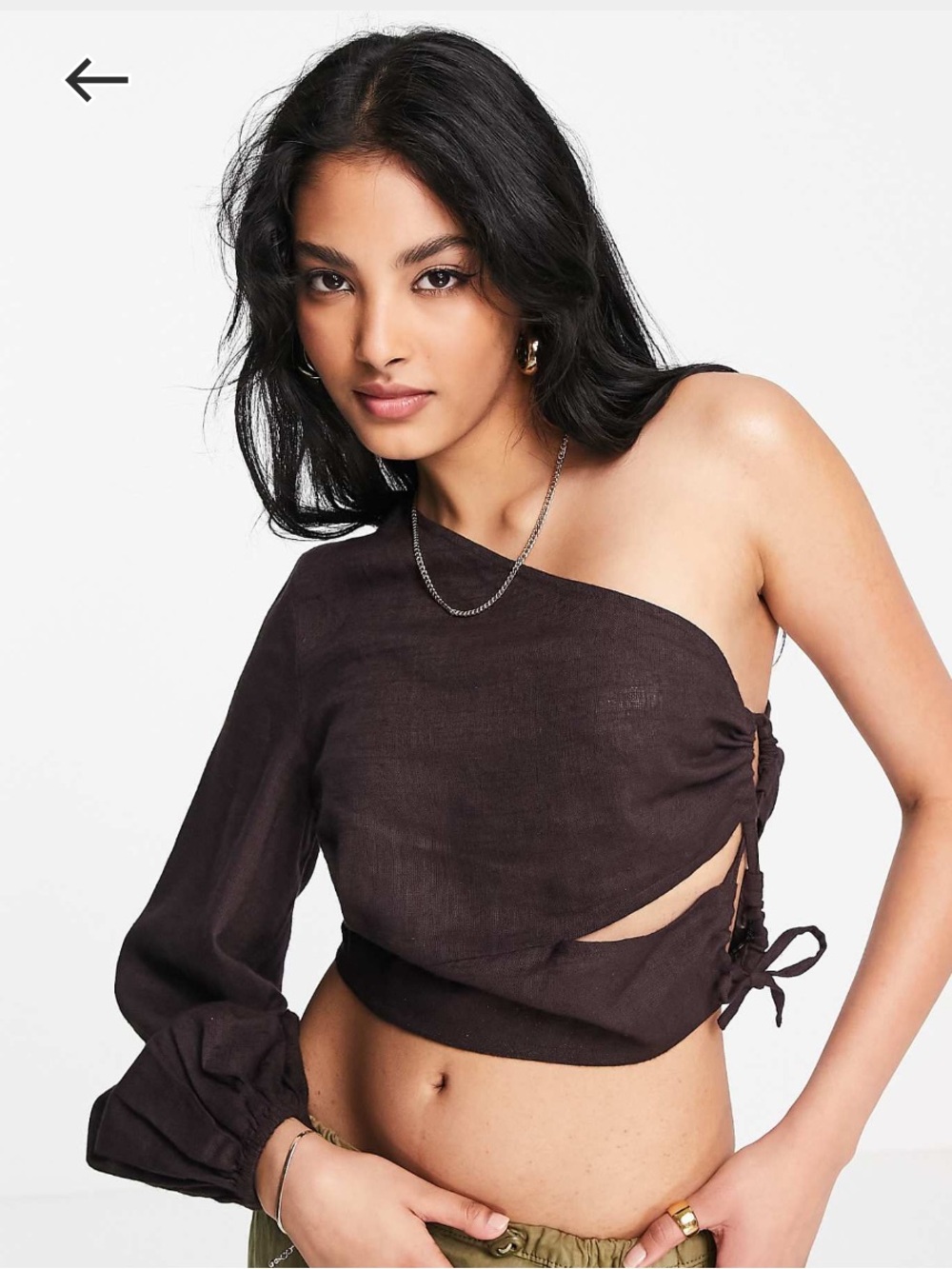ASOS Design One Arm Linen Top